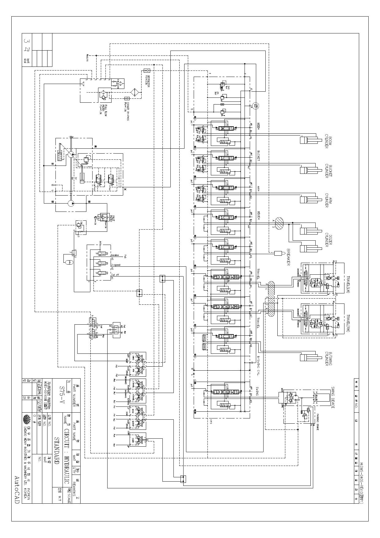 S75V Hydraulic Circuit Diagram Schematic Daewoo Doosan